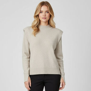 JOIE neutral sweater wool & cashmere blend old money, quiet luxury, minimalist L